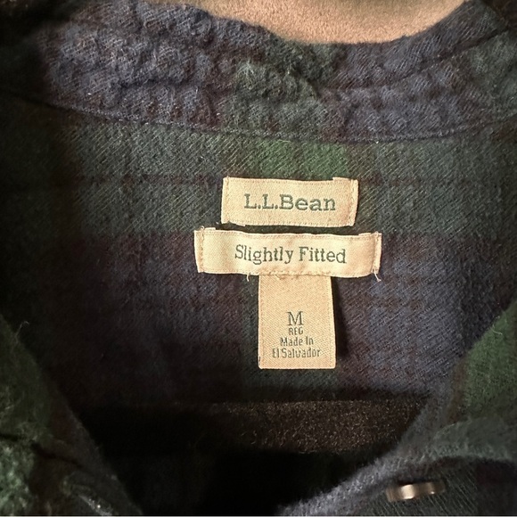 L.L.Bean Scotch Plaid Flannel Shirt Black Watch Tartan Navy Green Men’s M Reg - Picture 4 of 13